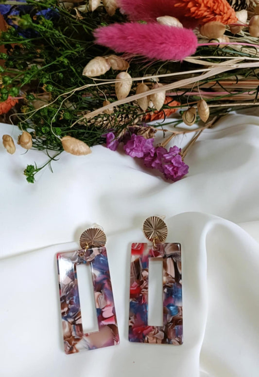 Boucles d'oreilles en acier inoxydable et résine - Colette