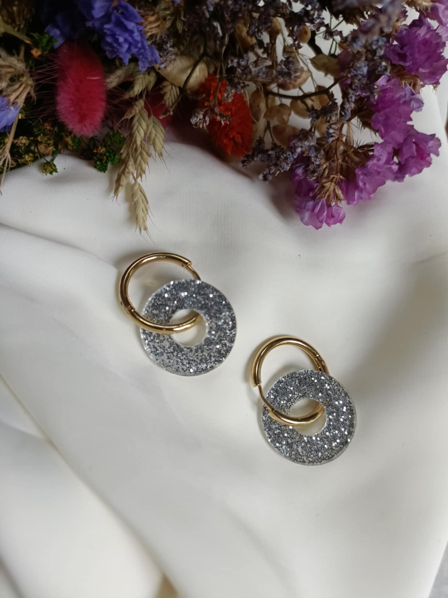 Boucles d'oreilles en acier inoxydable et résine - Ninette