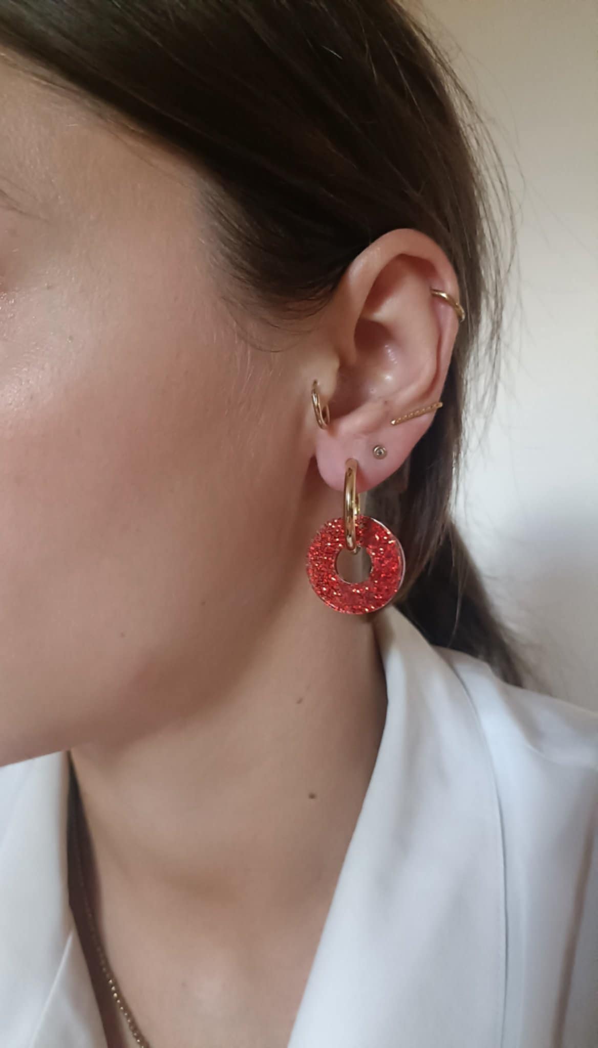 Boucles d'oreilles en acier inoxydable et résine - Ninette