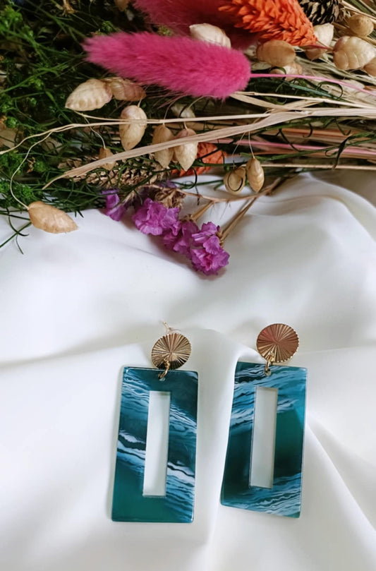 Boucles d'oreilles en acier inoxydable et résine - Colette