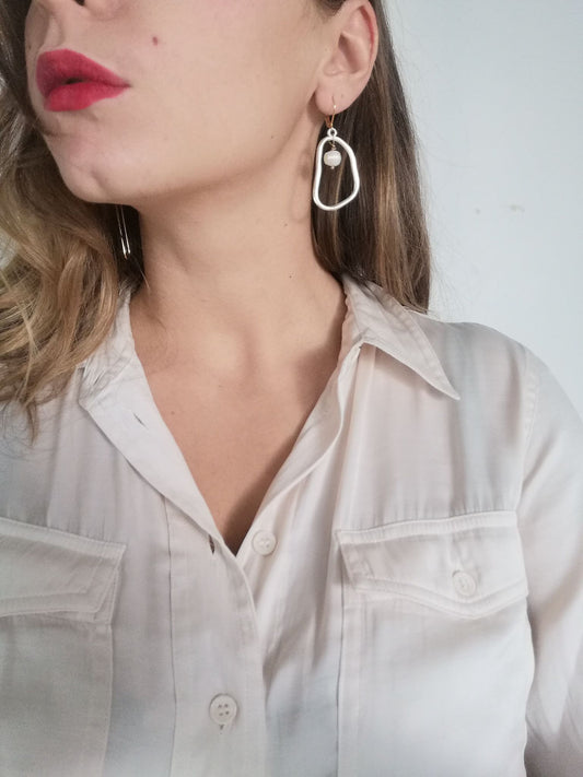 Boucles d'oreilles en laiton doré et acier inoxydable - Modèle Céleste
