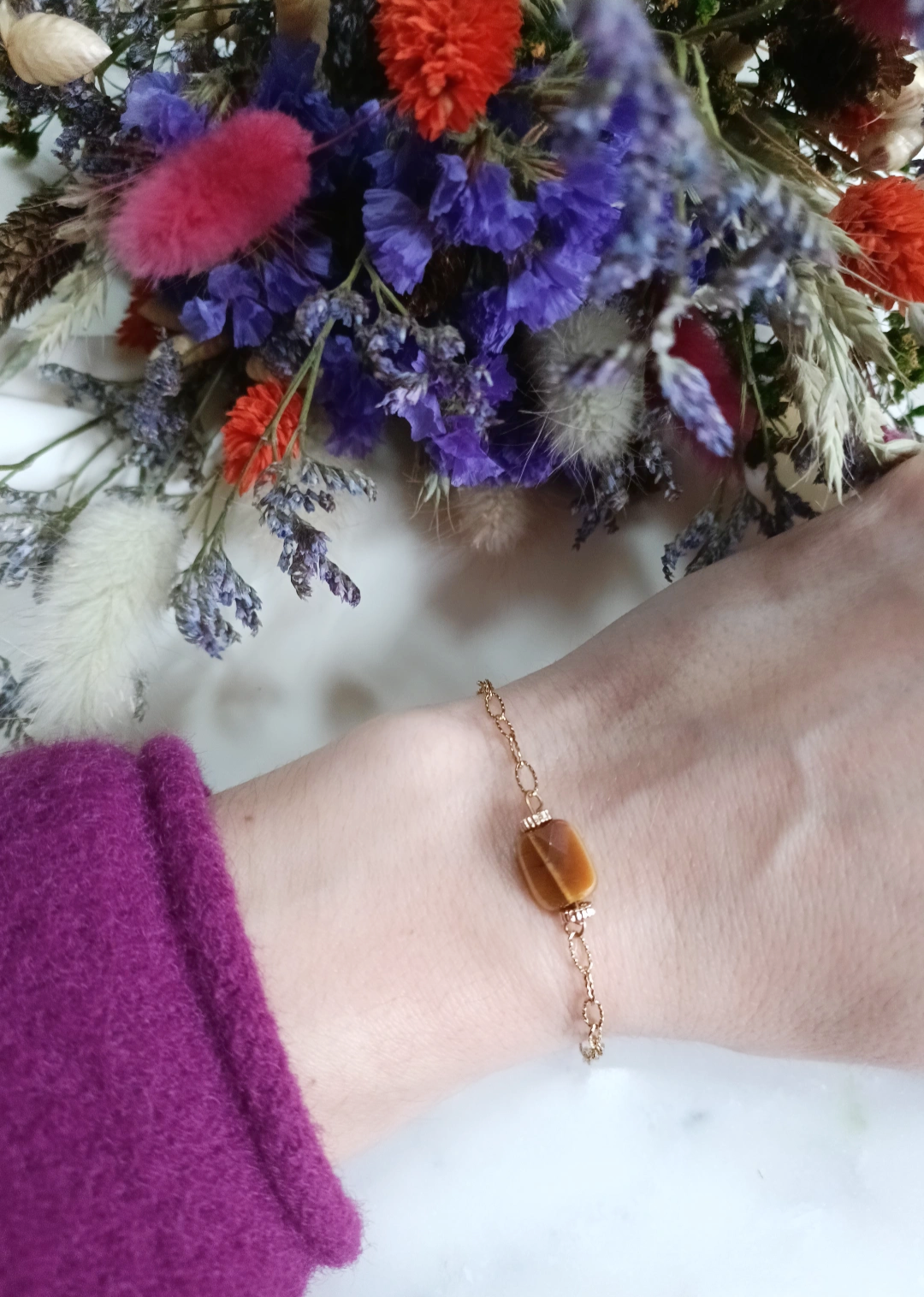 Bracelet en acier inoxydable - Dorie oeil de tigre