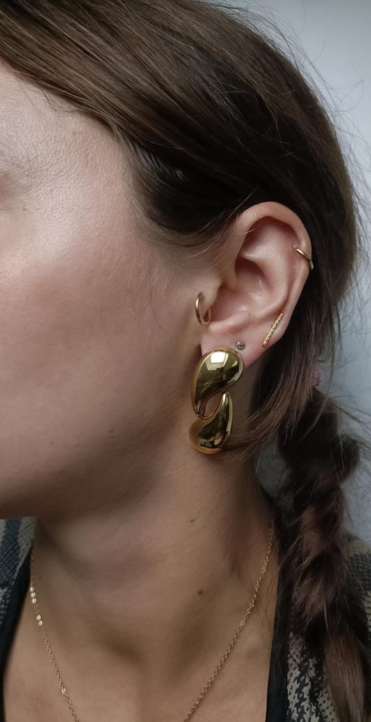 Boucles en acier inoxydable et perle d'eau douce - Mykonos