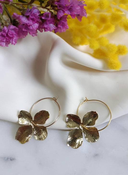 Boucles en acier inoxydable et nacre - Flower- Interchangeables
