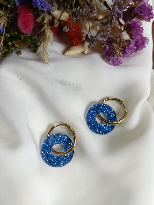 Boucles d'oreilles en acier inoxydable et résine - Ninette