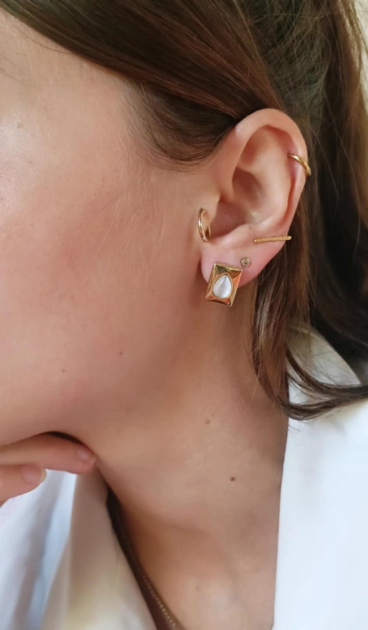 Boucles d'oreilles en acier inoxydable - Colette nacrée