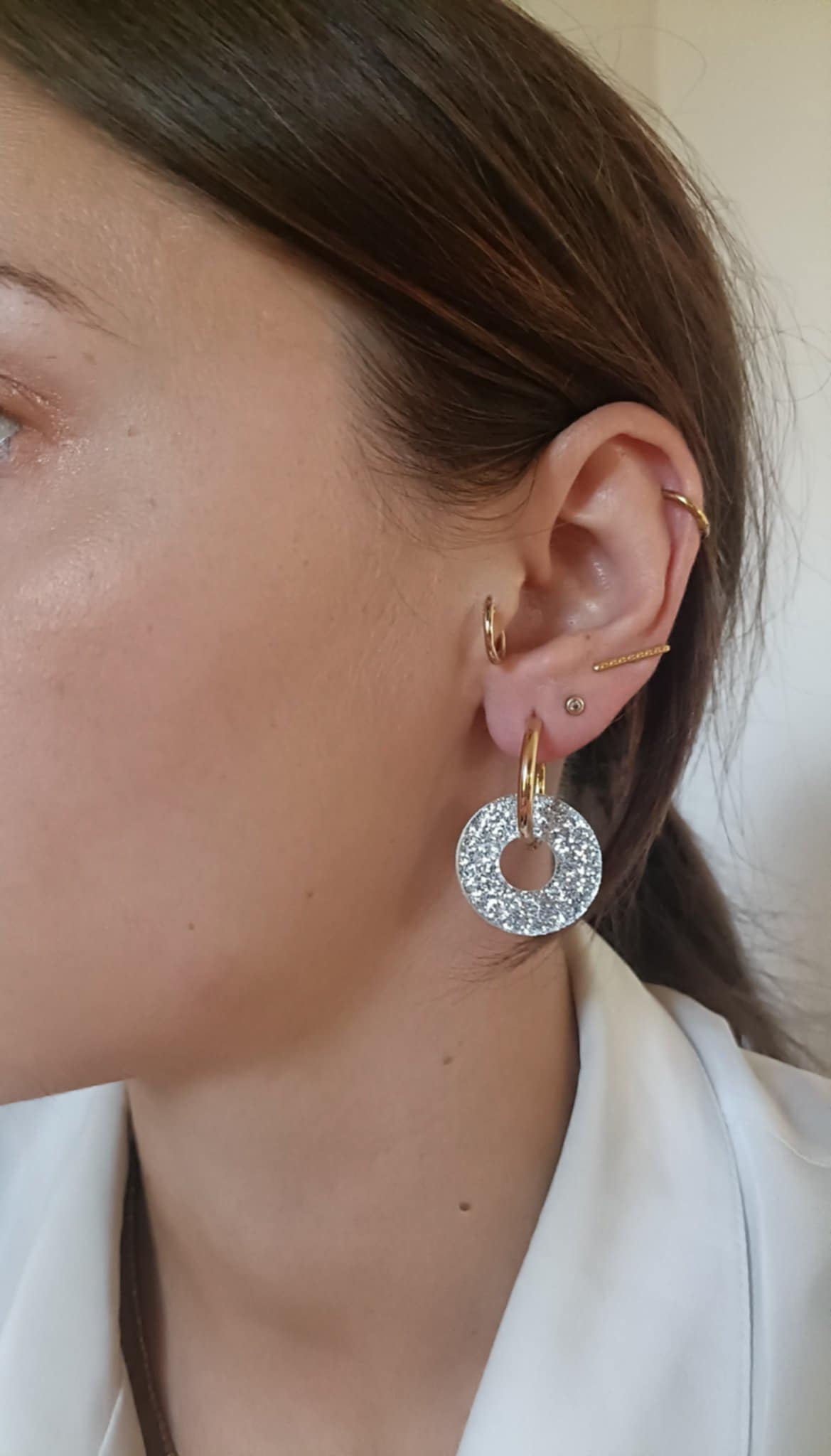 Boucles d'oreilles en acier inoxydable et résine - Ninette