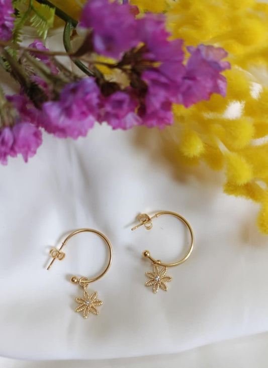 Boucles en acier inoxydable - Créoles flower