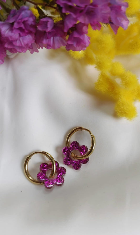 Boucles d'oreilles en acier inoxydable et résine - Janis glitter