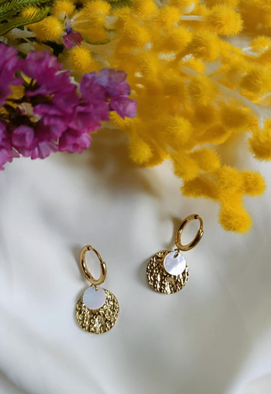 Boucles en acier inoxydable et nacre - Tokyo