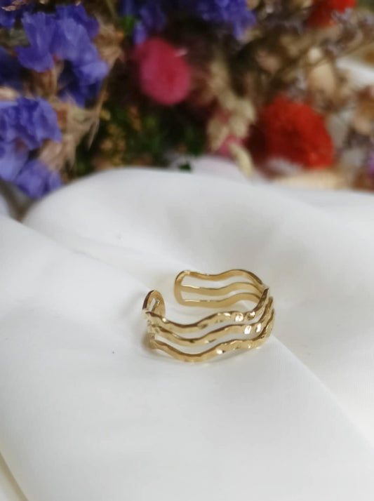 Bague en acier inoxydable et pierre de nacre - Camille