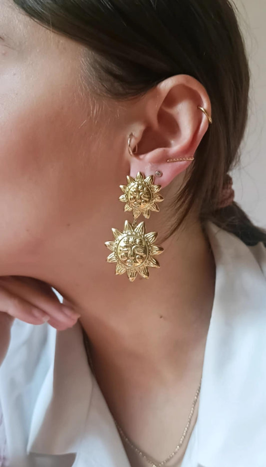 Boucles d'oreilles en acier inoxydable - Sun