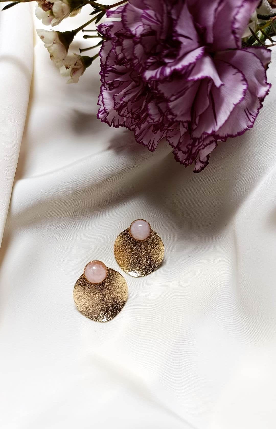 Boucles d'oreille en laiton doré à l'or fin et acier inoxydable - Modèle Siem