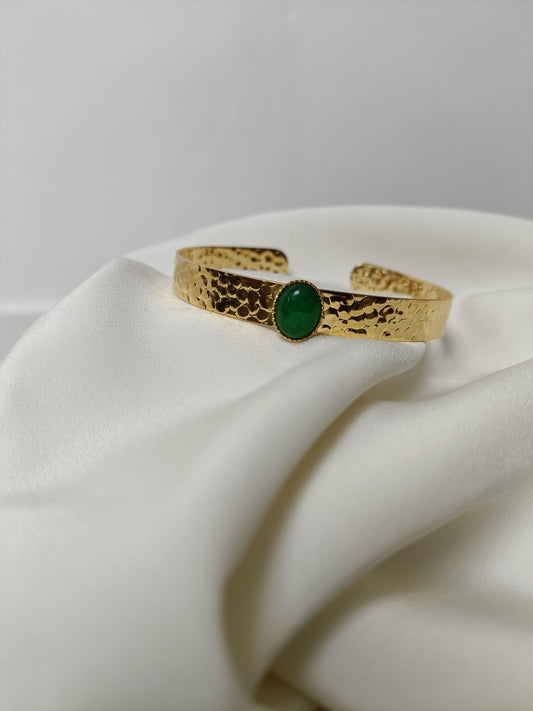 Jonc en laiton doré à l'or fin martelé - Amy jade