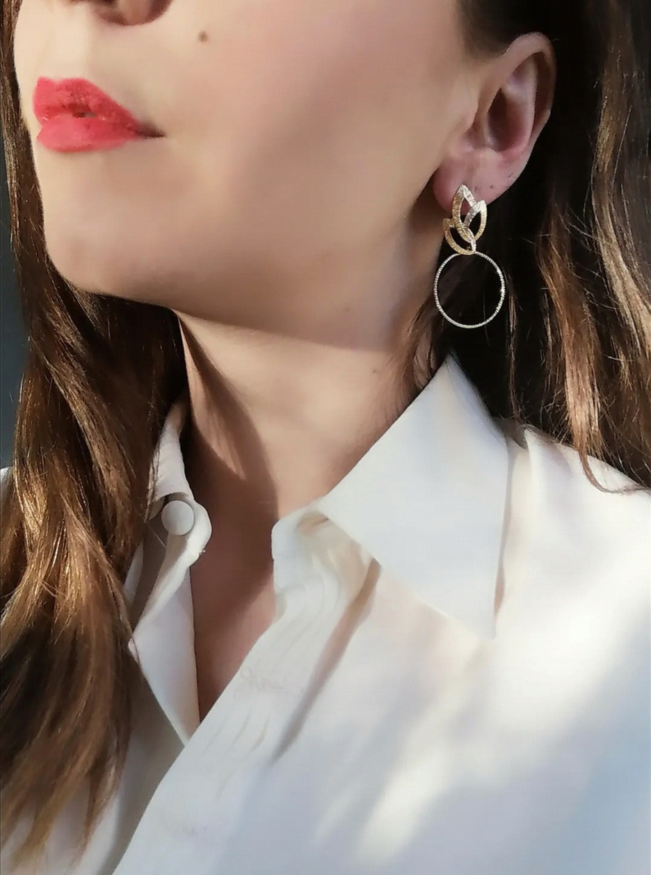 Boucles d'oreilles en laiton doré à l'or fin - Tina