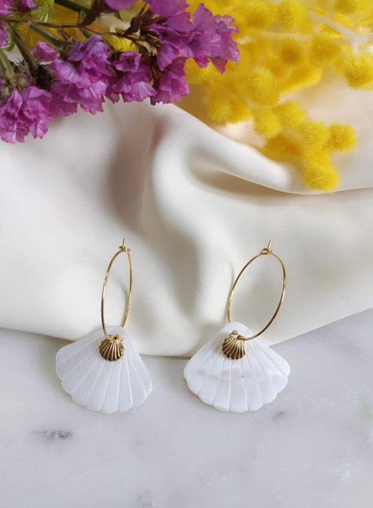 Boucles en acier inoxydable et nacre - Shelly - Interchangeables