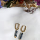 Boucles d'oreilles en acier inoxydable - Sacha pierre semi précieuse onyx marbrée