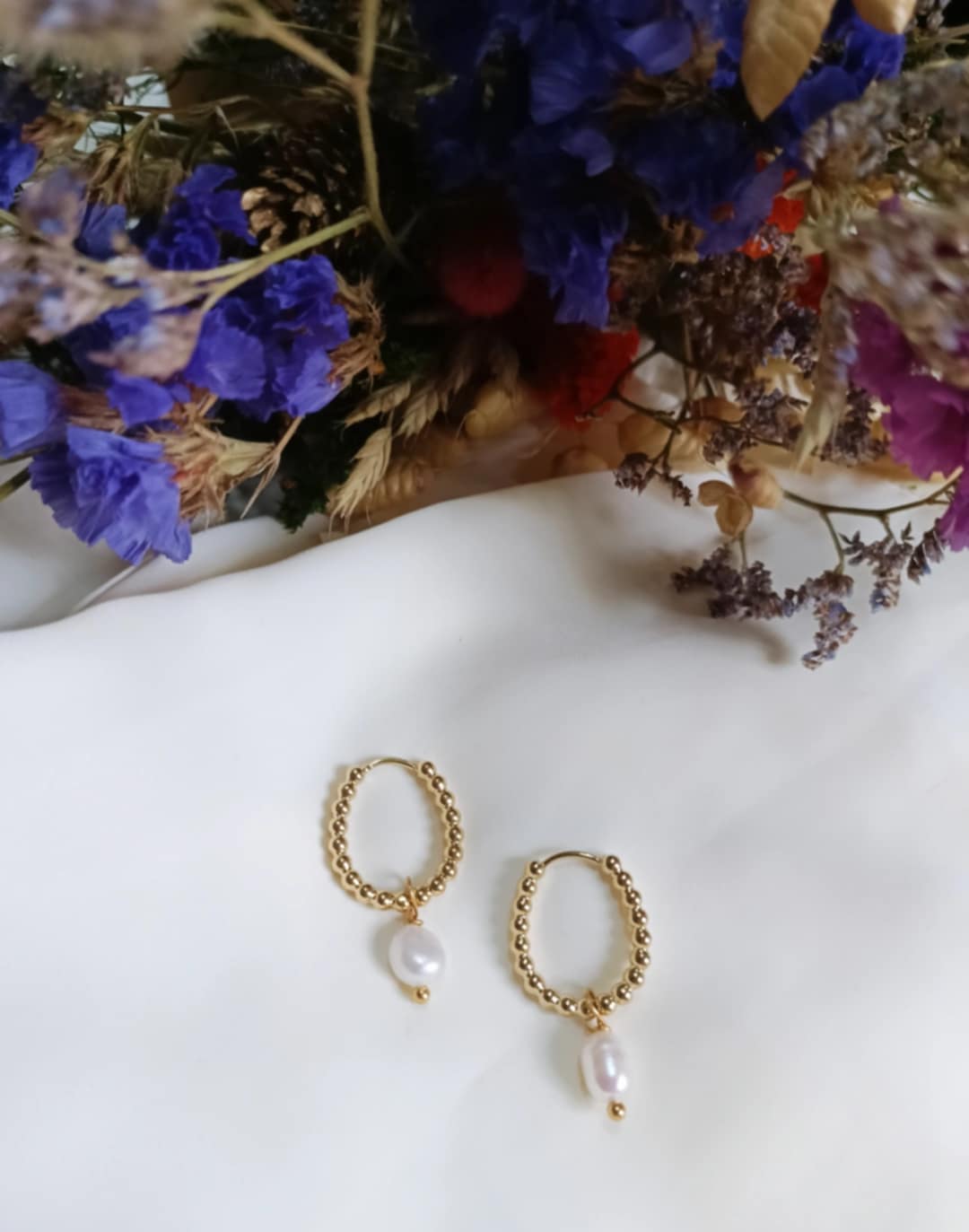 Boucles d'oreilles en acier inoxydable et perle d'eau douce - Rosie