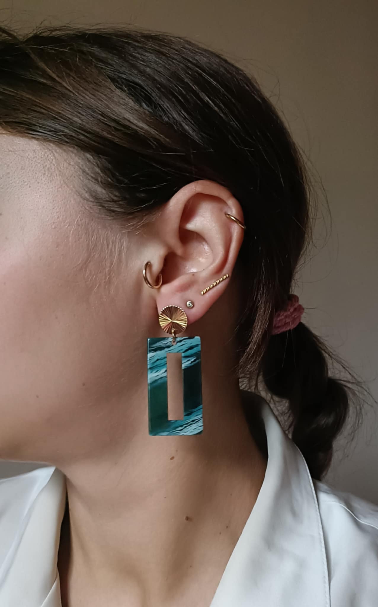 Boucles d'oreilles en acier inoxydable et résine - Colette