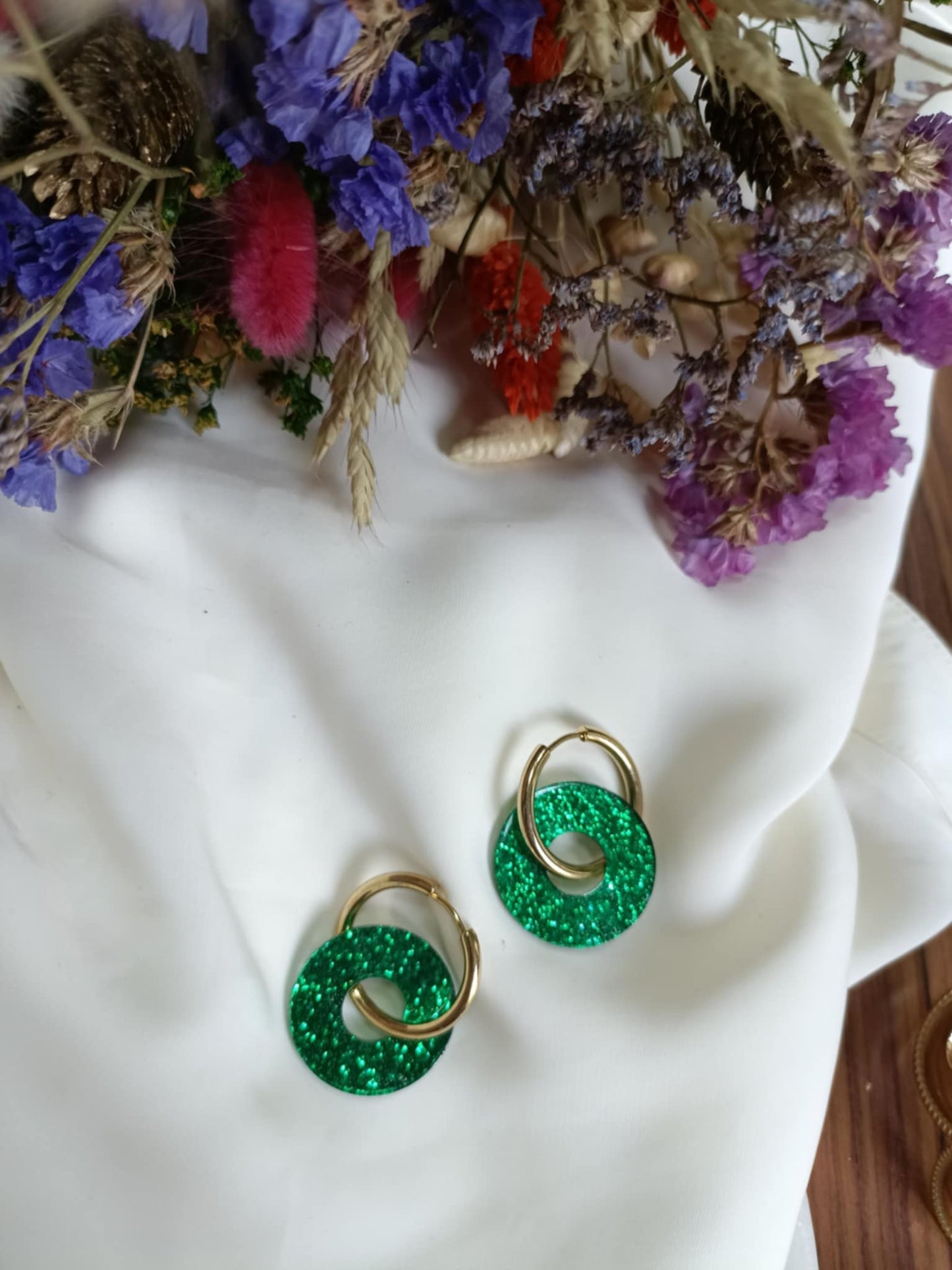 Boucles d'oreilles en acier inoxydable et résine - Ninette