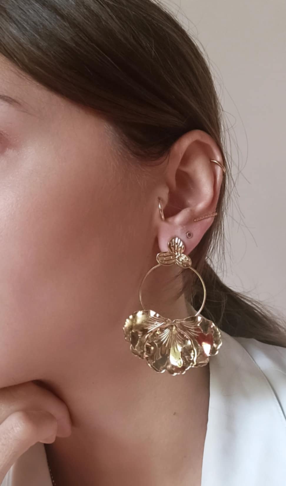 Boucles en acier inoxydable martelé - Pensée de nuit