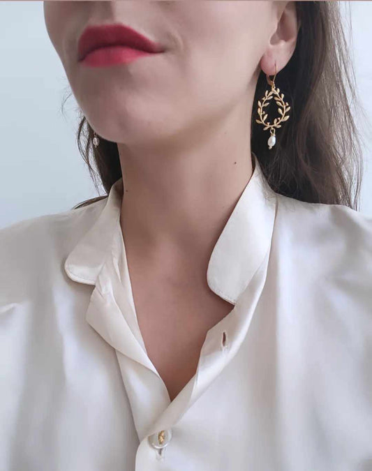 Boucles d'oreilles en laiton doré à l'or fin - Laurianne