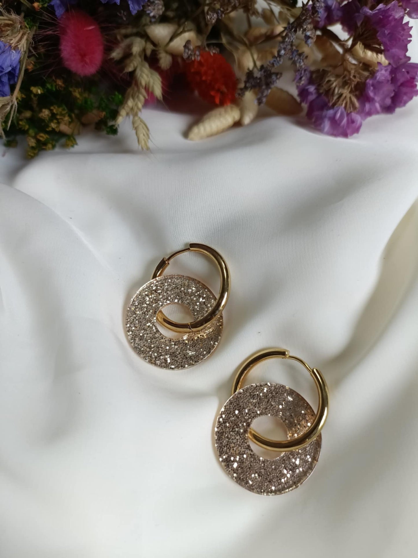 Boucles d'oreilles en acier inoxydable et résine - Ninette