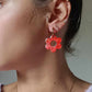 Boucles d'oreilles en acier inoxydable et résine glitter -  Glitter red