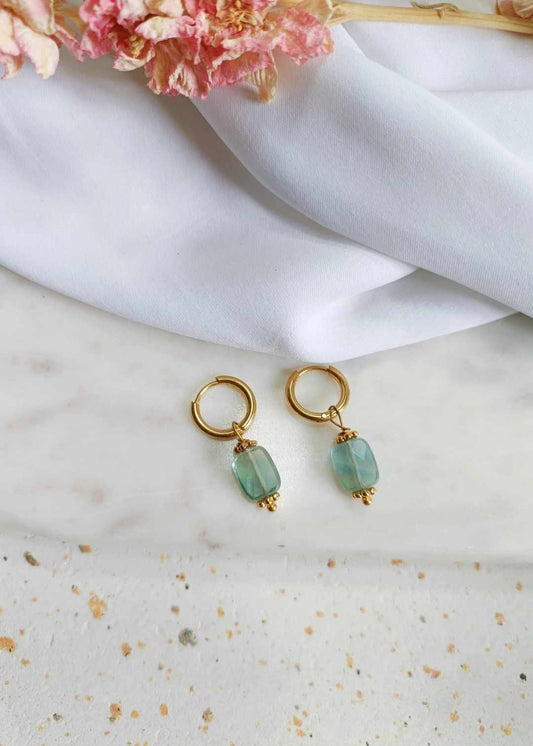 Boucles d'oreilles en acier inoxydable et topaze - Sidonie