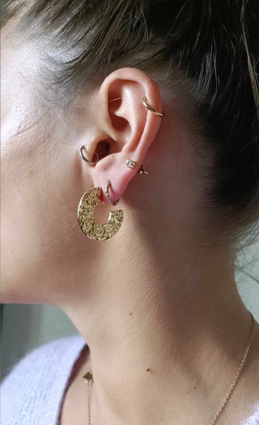 Créoles martelées en acier inoxydable - Bérénice