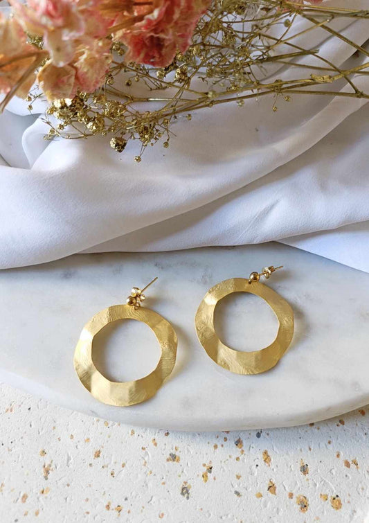 Boucles d'oreilles en acier inoxydable et laiton doré à l'or fin -  Léita