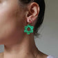 Boucles d'oreilles en acier inoxydable et résine glitter -  Glitter green