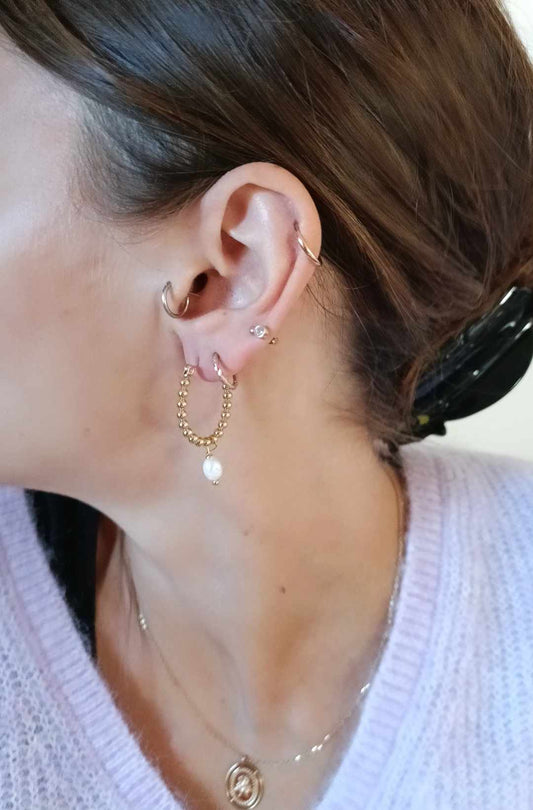 Boucles d'oreilles en acier inoxydable et perles d'eau douce - Annick