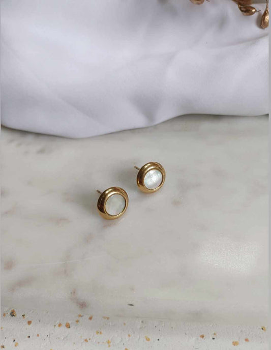 Boucles d'oreille acier inoxydable et pierre de nacre - Doria