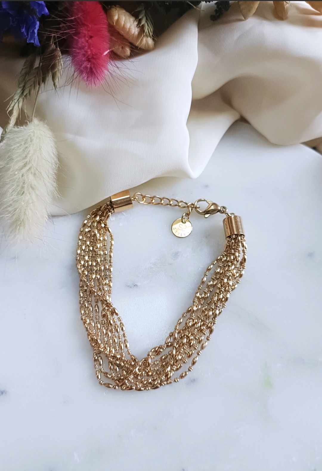 Bracelet multichaines en acier inoxydable - Nina