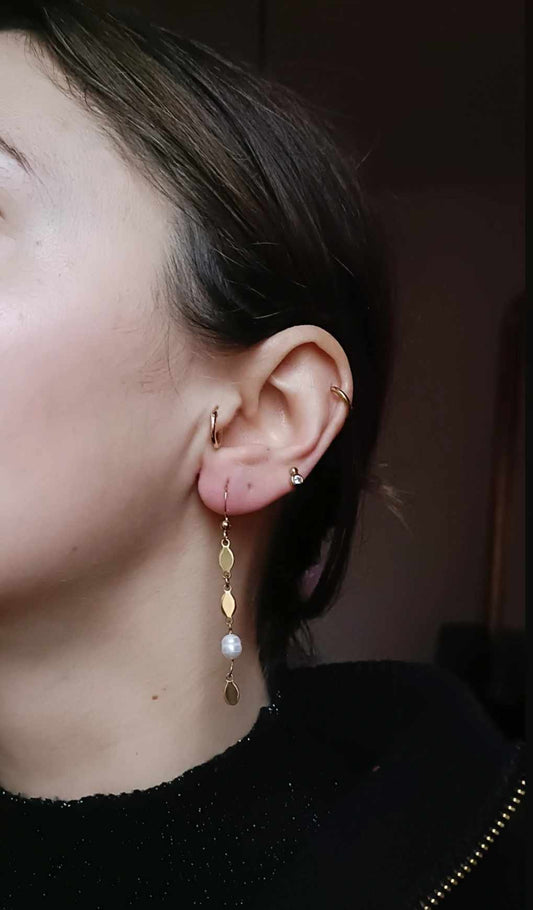 Boucles d'oreilles en acier inoxydable et perle d'eau douce - Perlita