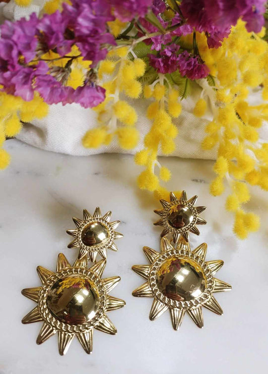Boucles d'oreilles en acier inoxydable - Sun