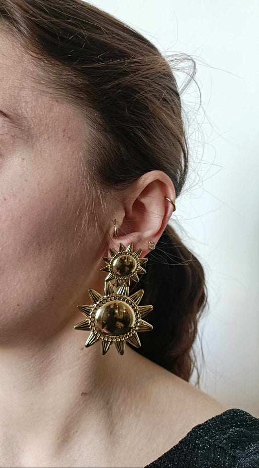 Boucles d'oreilles en acier inoxydable - Sun