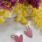 Boucles d'oreilles en acier inoxydable et résine glitter -  Coeur