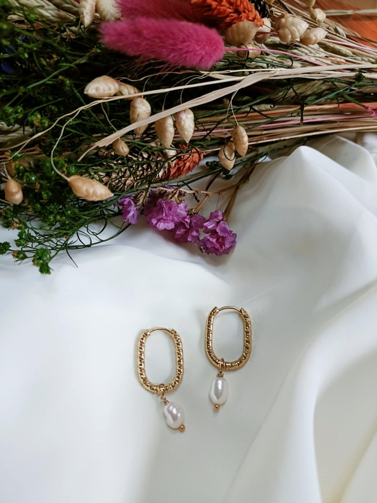 Boucles d'oreilles en acier inoxydable et perle d'eau douce - Bloom