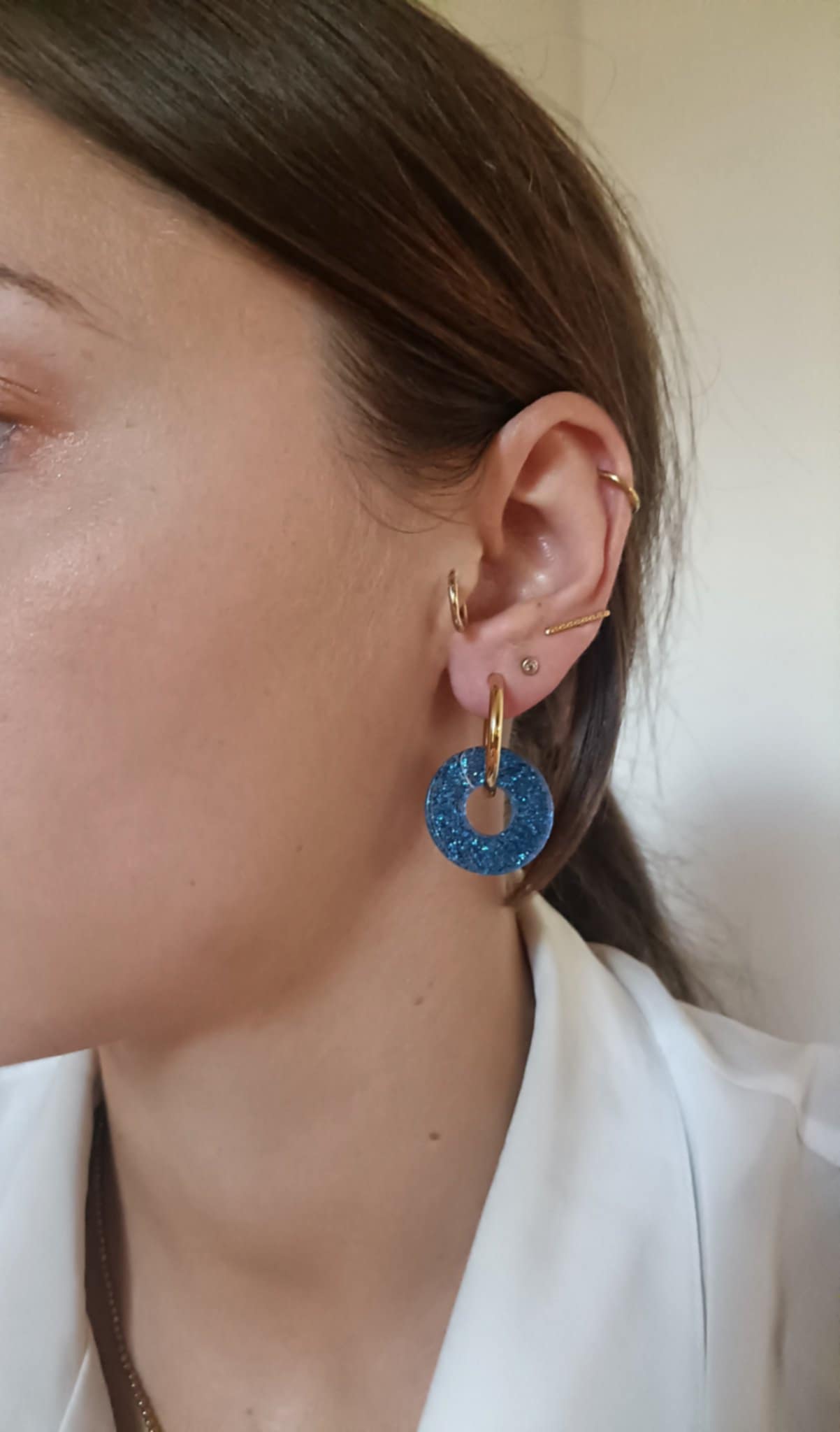 Boucles d'oreilles en acier inoxydable et résine - Ninette