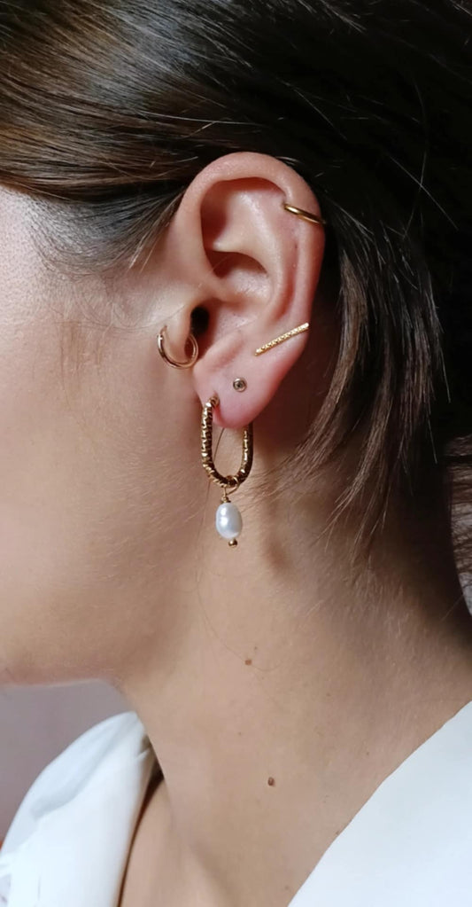 Boucles d'oreilles en acier inoxydable et perle d'eau douce - Bloom