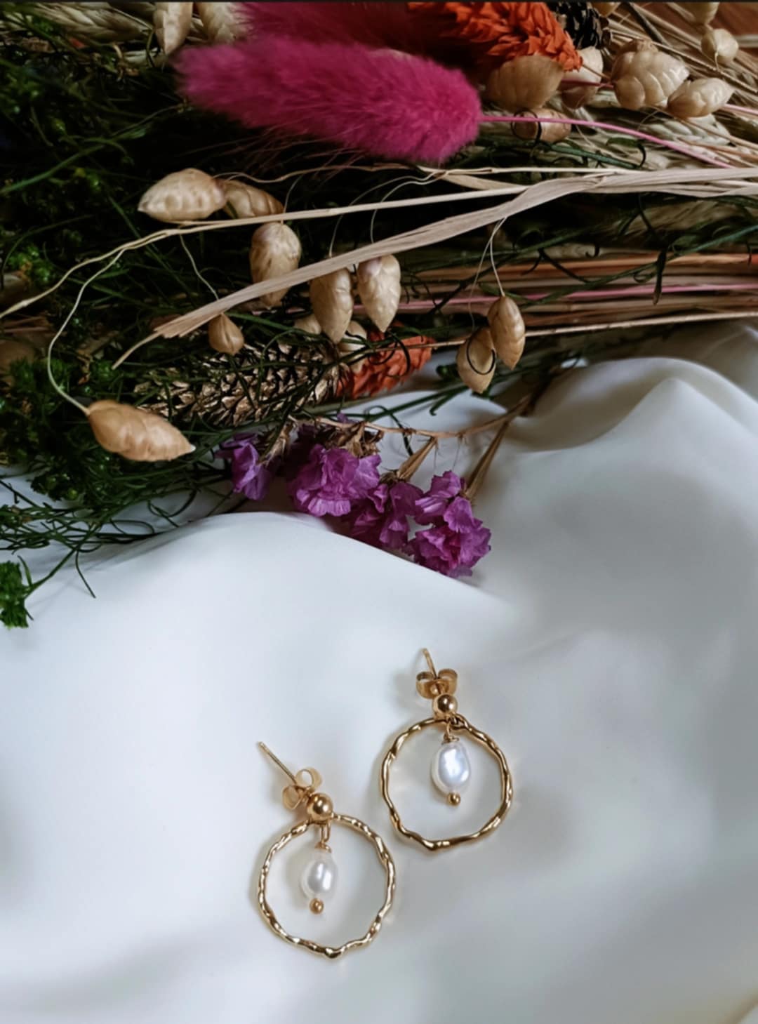 Boucles d'oreilles en acier inoxydable et perle d'eau douce  - Nano