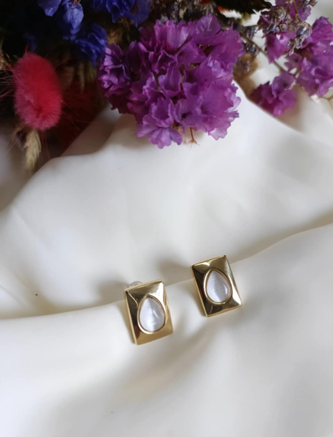 Boucles d'oreilles en acier inoxydable - Colette nacrée