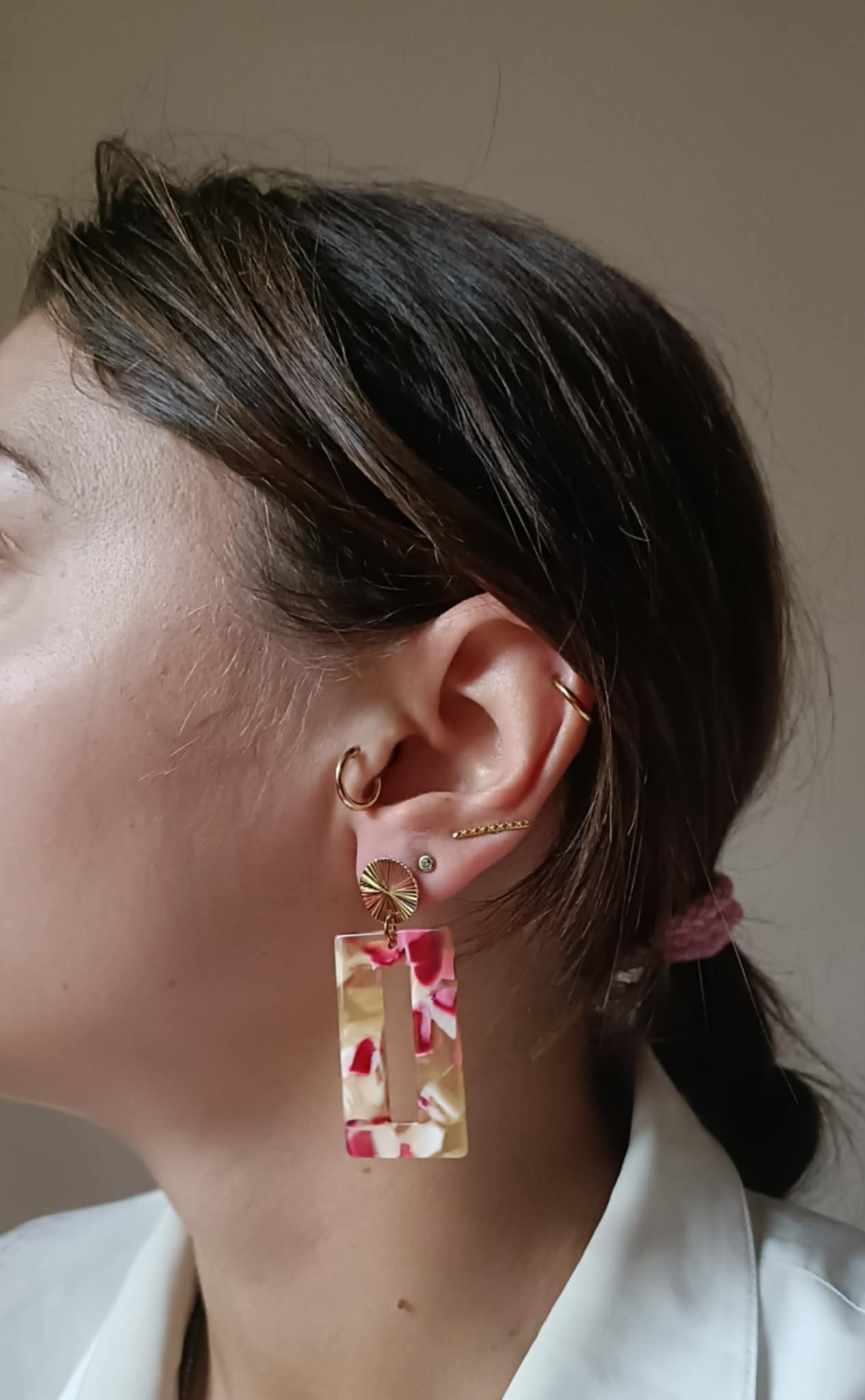 Boucles d'oreilles en acier inoxydable et résine - Colette