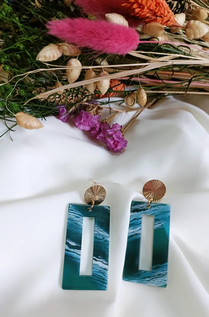 Boucles d'oreilles en acier inoxydable et résine - Colette