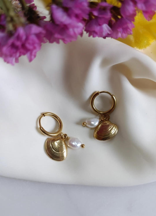 Boucles en acier inoxydable et perle d'eau douce - Sifos