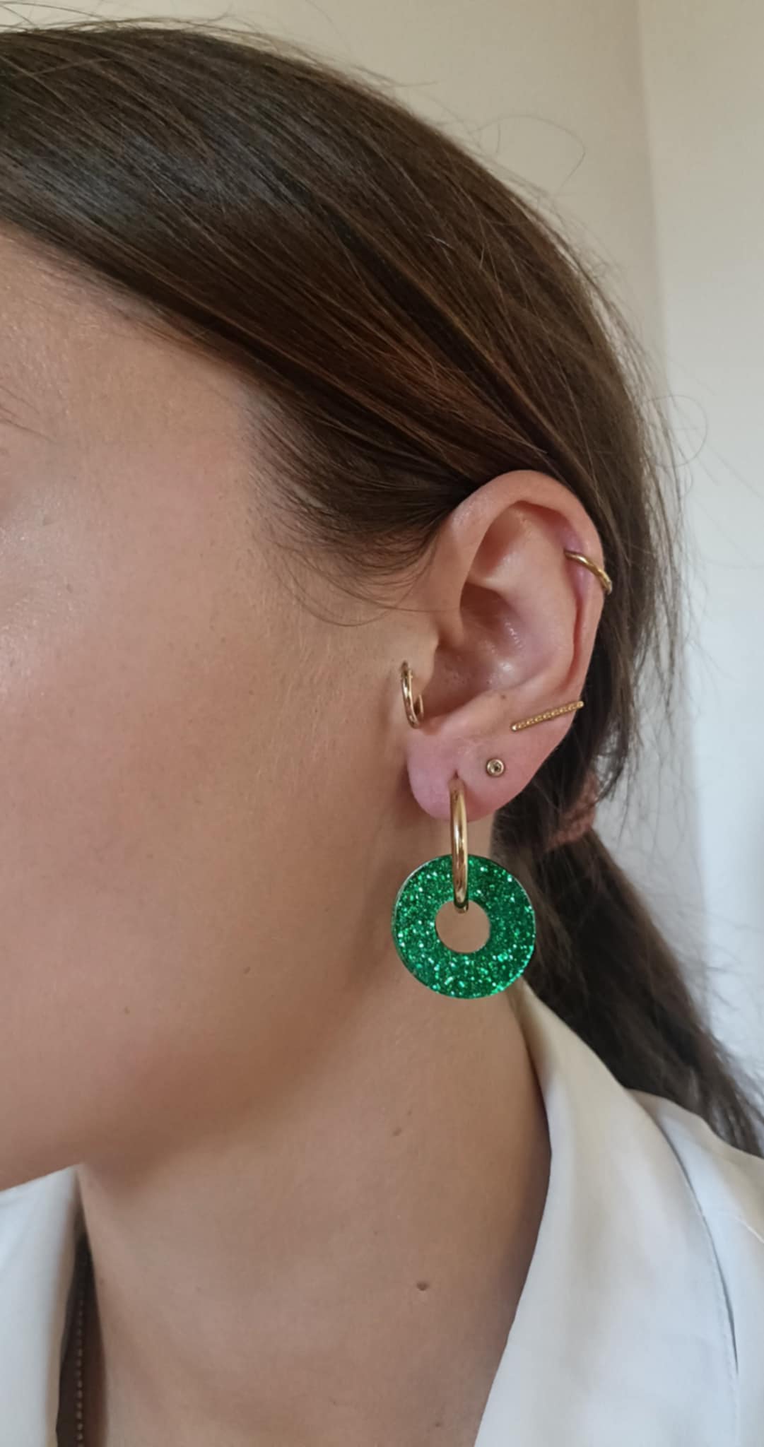 Boucles d'oreilles en acier inoxydable et résine - Ninette