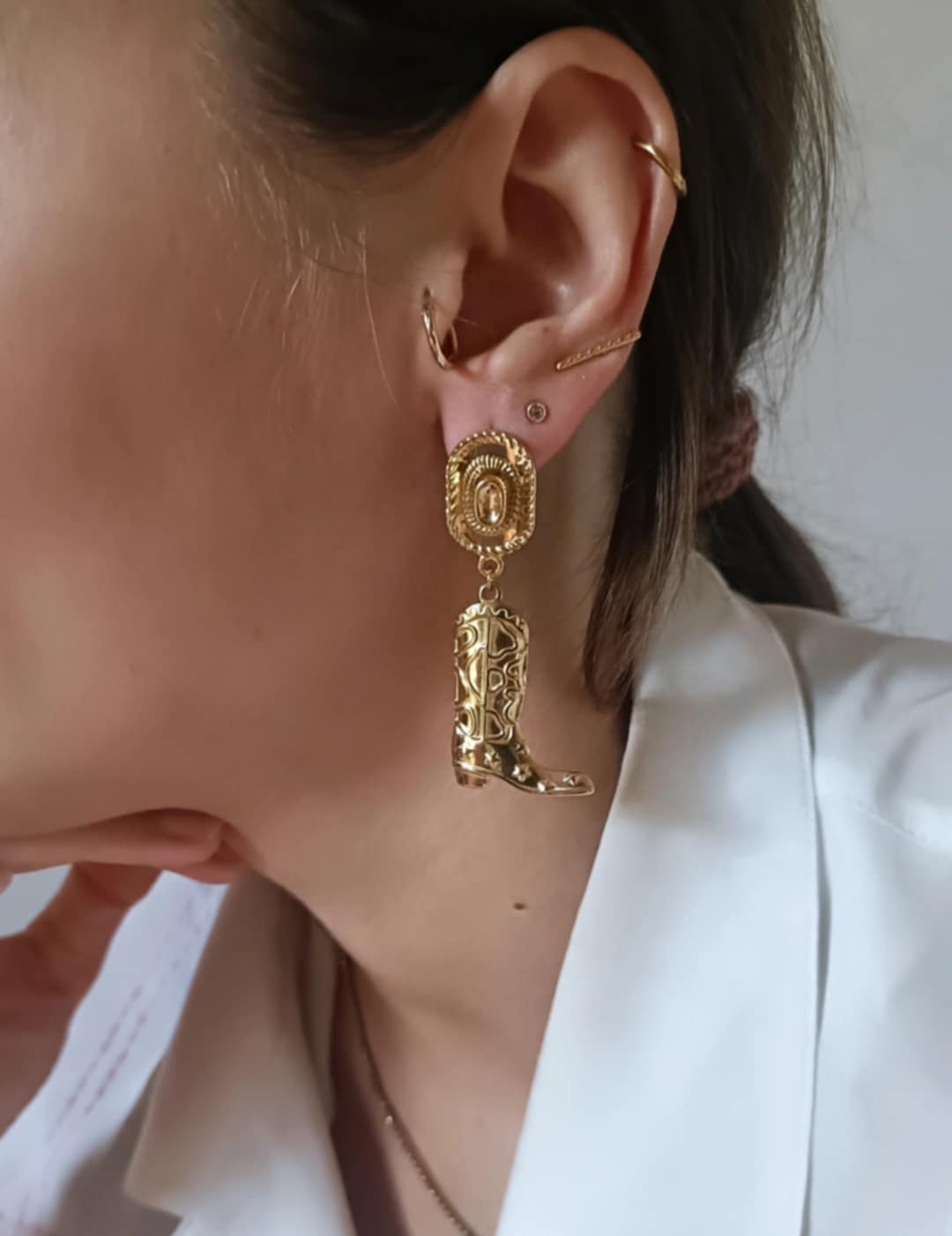 Boucles d'oreilles en acier inoxydable - Cow-girl