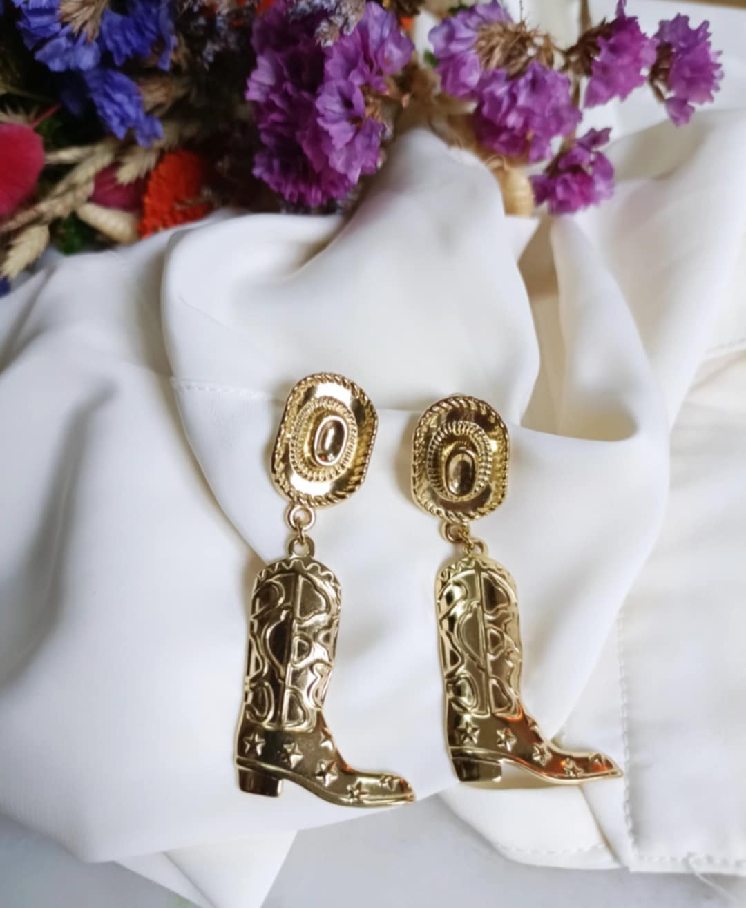 Boucles d'oreilles en acier inoxydable - Cow-girl